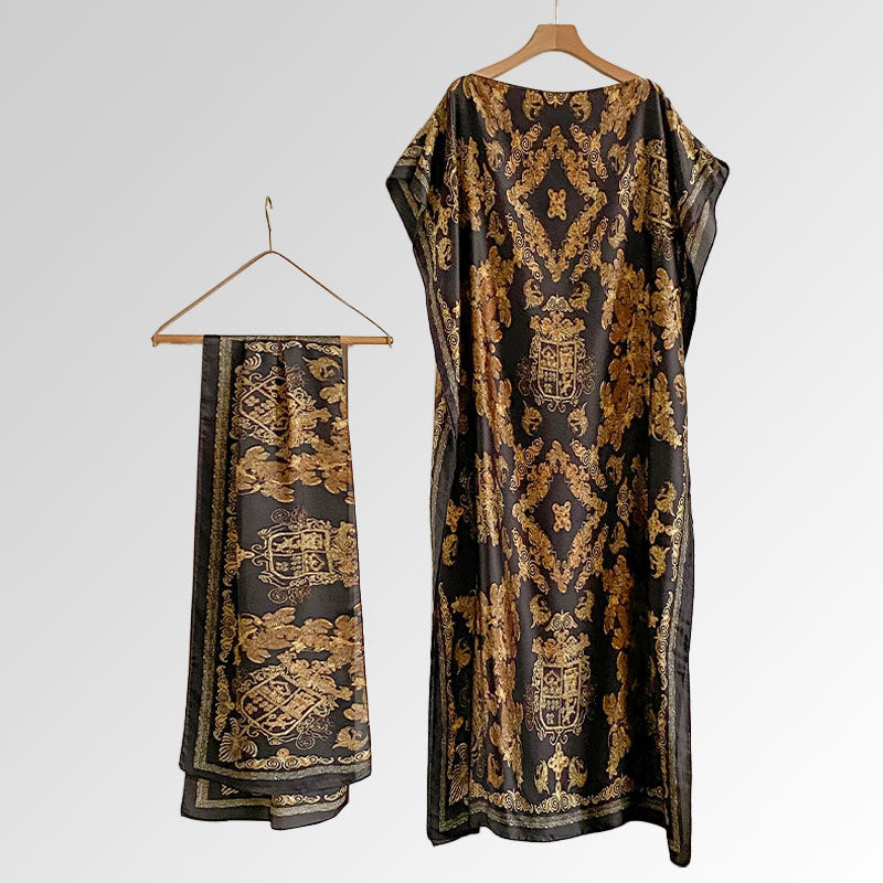 Women's Beach Silk-Like Scarf Blouse - Brocade, Sunscreen Shawl