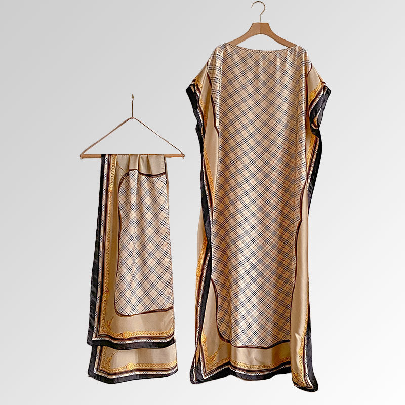 Women's Beach Silk-Like Scarf Blouse - Brocade, Sunscreen Shawl