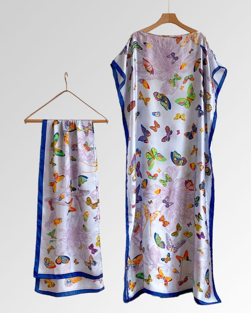 Women's Beach Silk-Like Scarf Blouse - Brocade, Sunscreen Shawl