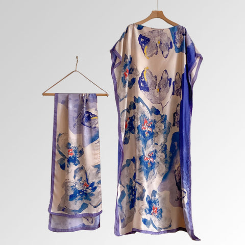 Women's Beach Silk-Like Scarf Blouse - Brocade, Sunscreen Shawl