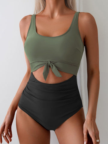 ⚡Flash Sale⚡ Women's One Piece Tummy Control Cut Out Tie Knot Swimsuit