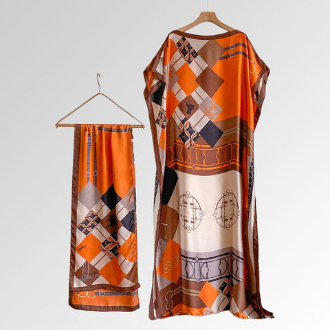 Women's Beach Silk-Like Scarf Blouse - Brocade, Sunscreen Shawl