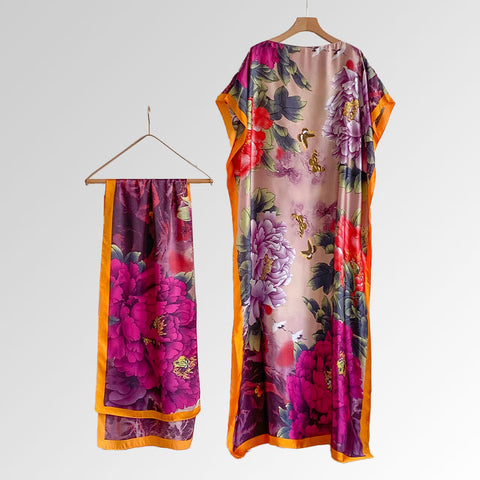Women's Beach Silk-Like Scarf Blouse - Brocade, Sunscreen Shawl