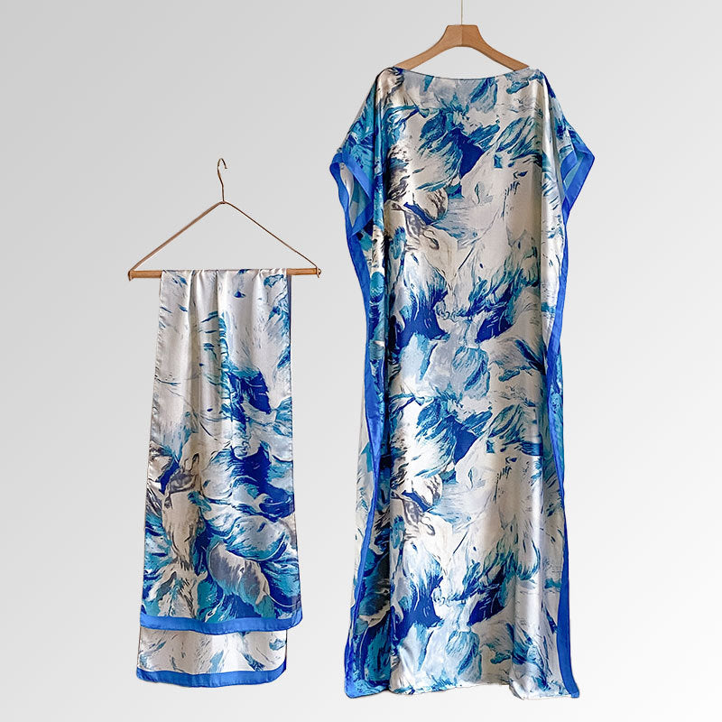 Women's Beach Silk-Like Scarf Blouse - Brocade, Sunscreen Shawl