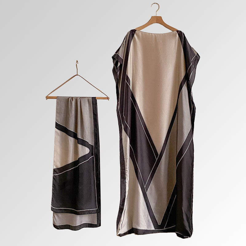 Women's Beach Silk-Like Scarf Blouse - Brocade, Sunscreen Shawl