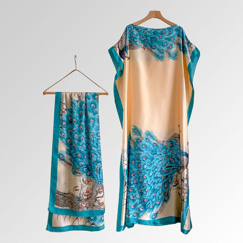 Women's Beach Silk-Like Scarf Blouse - Brocade, Sunscreen Shawl