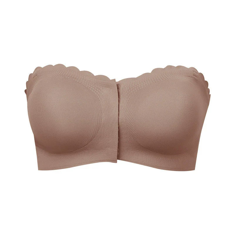 Wavy Trim Seamless Tube Top Bralette