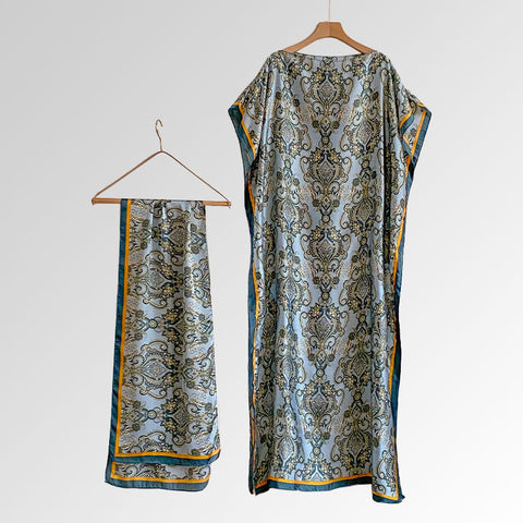 Women's Beach Silk-Like Scarf Blouse - Brocade, Sunscreen Shawl