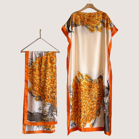 Women's Beach Silk-Like Scarf Blouse - Brocade, Sunscreen Shawl