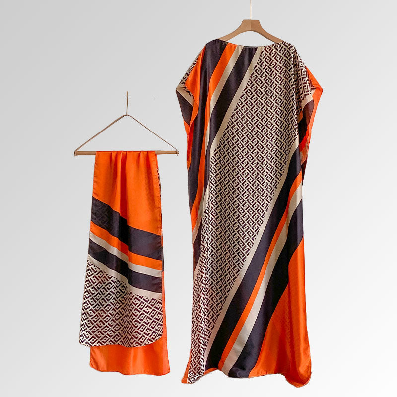 Women's Beach Silk-Like Scarf Blouse - Brocade, Sunscreen Shawl