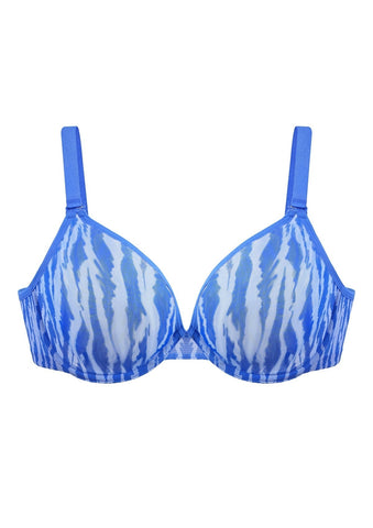 Zebra Wild Unlined Blue Underwire Mesh Bra Set