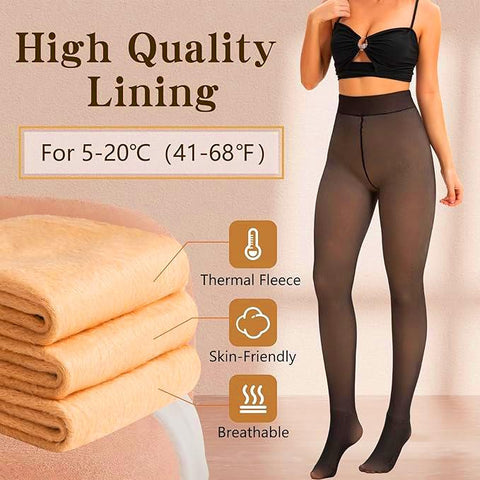 Curvyify Sheer-Look Fleece Lined Pantyhose (Regular & Plus Size)