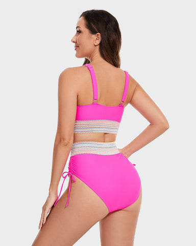 🔥Flash Sale🔥 High Waisted Tummy Control Color Block Bikini Sets