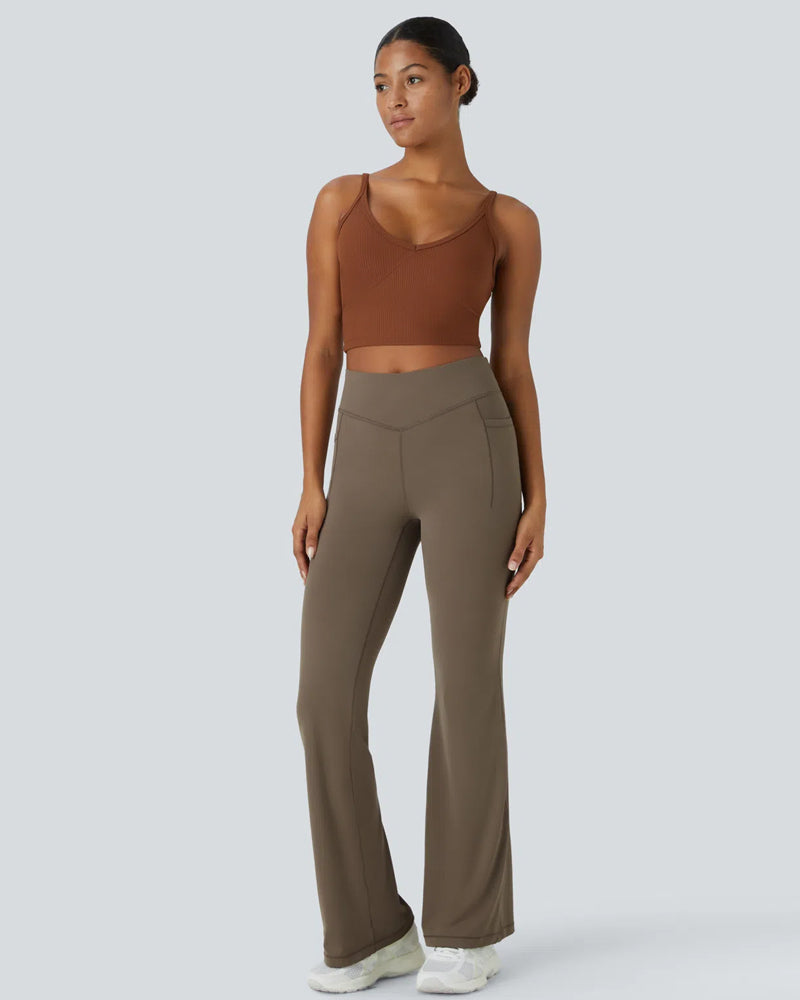 Ultra Sculpt High Waisted Tummy Control Flare Leggings With Side Pocket