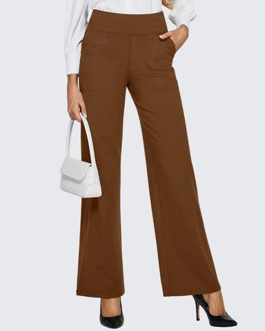 High Waisted Women's Wide Leg Pants with Pockets Business Casual Pants