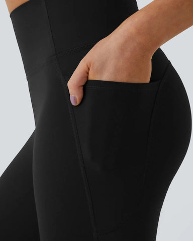 High Waisted Tummy Control Side Pocket Shaping Training Capri Leggings